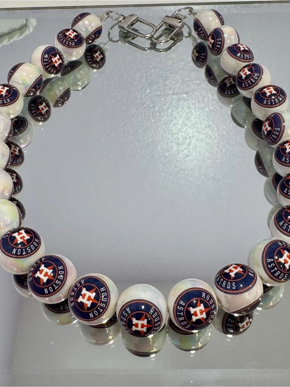 New White Houston Bead Bag Chain 18 inches